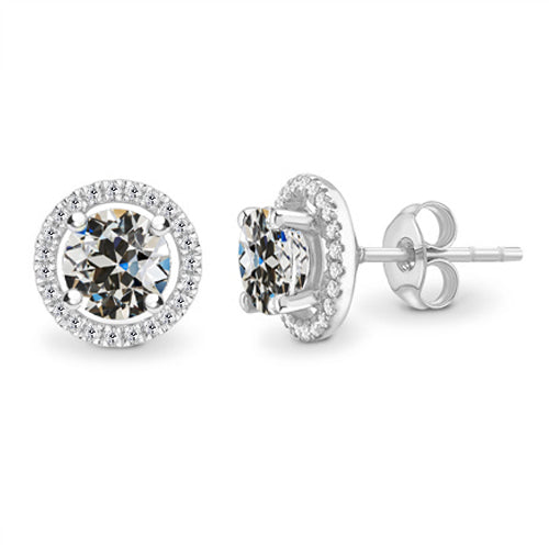 Natural Fine Diamond Earrings 3.50 ct 14 Karat White Gold – main view