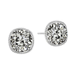 Old Mine Cut Brilliant Diamond Drop Earrings in 14K White Gold