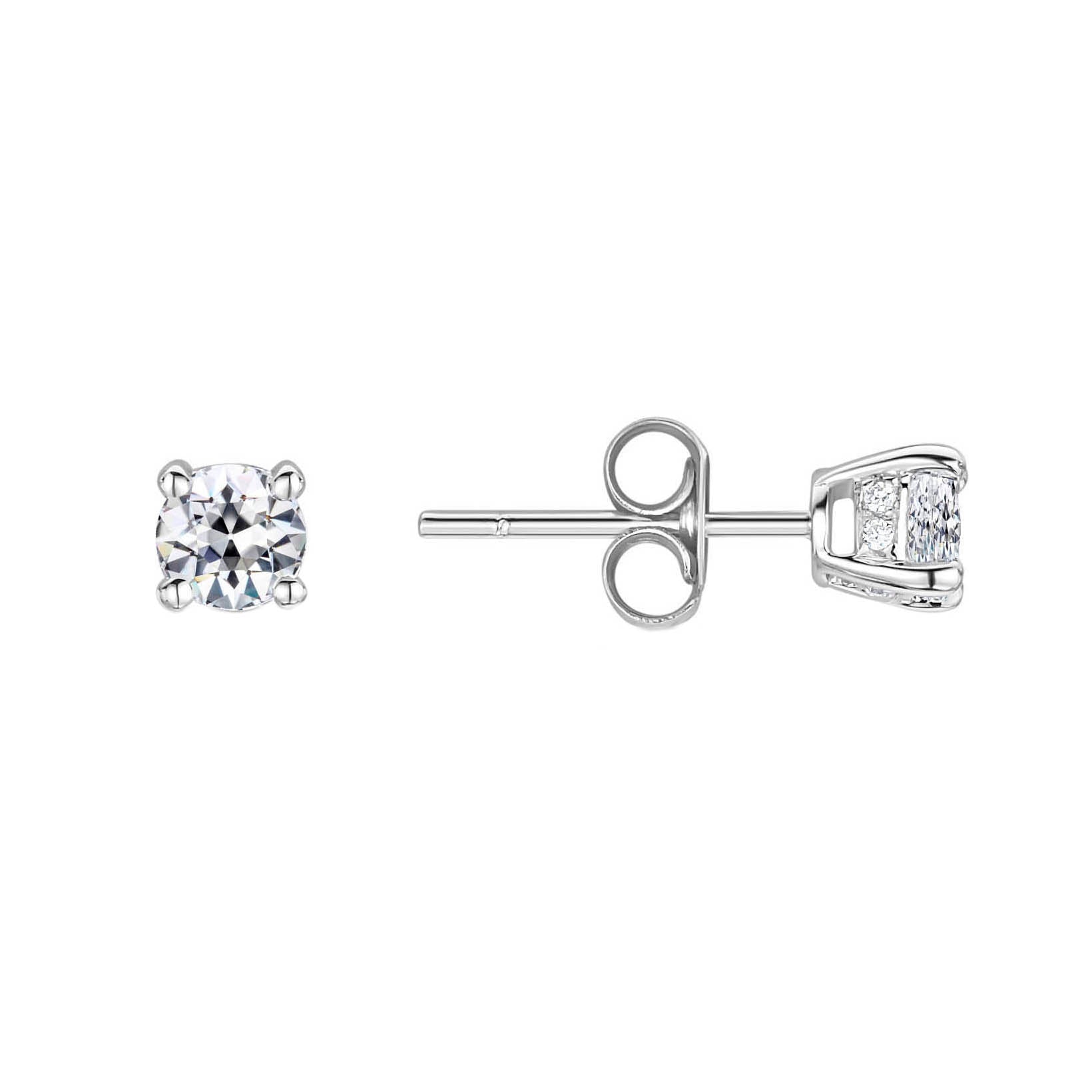 Genuine Brilliant Diamond Earrings 2 ct 14 Karat White Gold – main view
