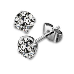 Earrings 14K White Gold – Brilliant Diamond Antique Cushion 4 ct
