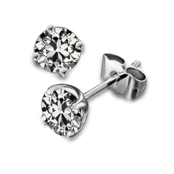 Brilliant Diamond Antique Cushion Earrings in 14K White Gold – main view