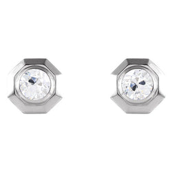 14 Karat White Gold Fine Diamond Drop Earrings – 1-ct Old Mine