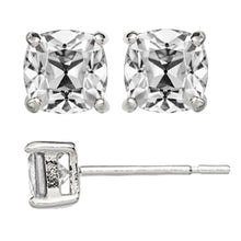Fine Diamond Cushion Stud Earrings in 14K White Gold – main view