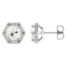 Drop Earrings 14 Karat White Gold with Brilliant Diamond – front view