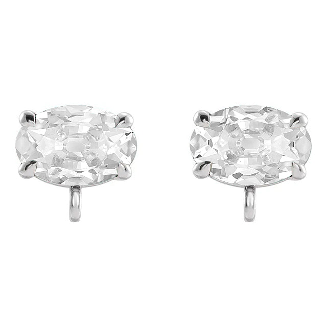 Diamond Old Mine Cut Stud Earrings in 14 Karat White Gold – main view