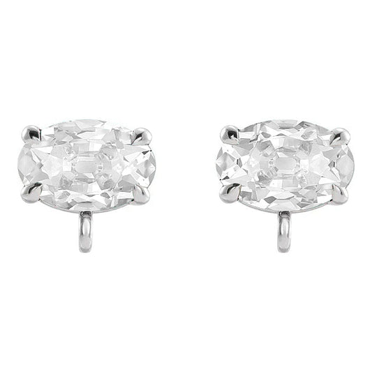Diamond Old Mine Cut Stud Earrings in 14 Karat White Gold – main view