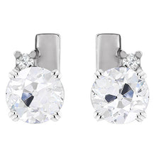 Brilliant Diamond Old Mine Cut Stud Earrings in 14K White Gold – main view
