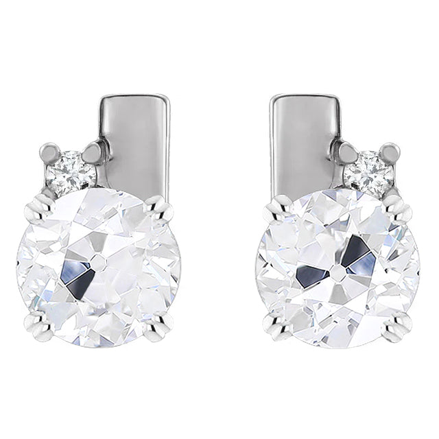 Brilliant Diamond Old Mine Cut Stud Earrings in 14K White Gold – main view