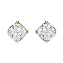 6 ct Diamond Stud Earrings in 14K Two Tone Gold