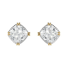Diamond Cushion Cut Stud Earrings in 14K Two Tone Gold – main view