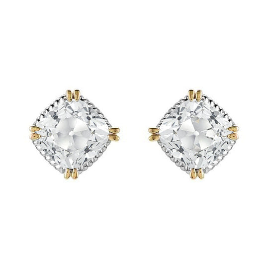Diamond Cushion Cut Stud Earrings in 14K Two Tone Gold – main view
