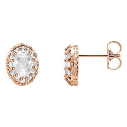 Real Old Mine Cut Fine Diamond Earrings – 5.50 ct in 14K Rose