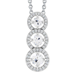 14K White Gold Fine Diamond Drop Pendant – 1-ct Antique Cushion