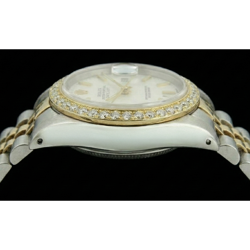 Natural Earth Mined Diamond Bezel Lady Rolex Datejust Watch Two Tone Jubilee Bracelet
