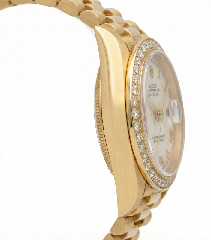 Diamond Bezel Pyramid Roman Dial Rolex Dj Watch President Style Yg