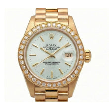 Diamond Bezel Rolex Dj Presidential Style Watch White Stick Dial Yellow Gold
