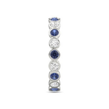 Diamond Eternity Band 2 Carat Bezel Set Round Blue Sapphire Ladies