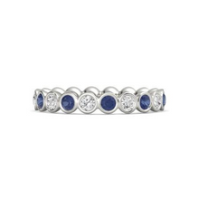 Diamond Eternity Band 2 Carat Bezel Set Round Blue Sapphire Ladies