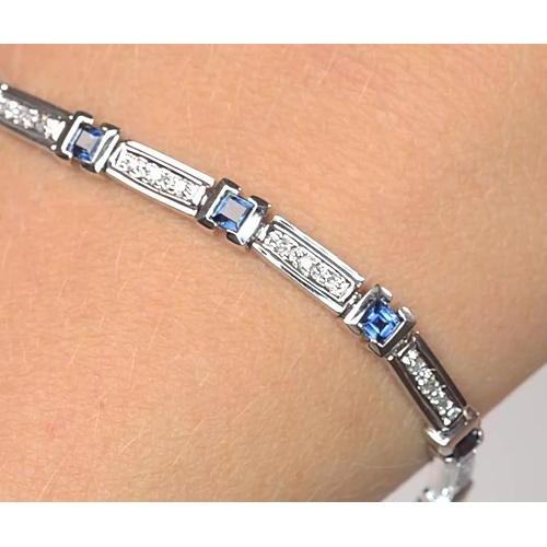 Diamond Women Bracelet Ceylon Blue Sapphire Jewelry