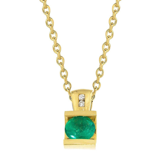 Diamonds & Green Emerald Gemstone Pendant Necklace 5.10 Carats