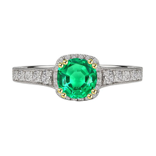 Gemstone Ring Two-Tone 14K Gold with Emerald – main view