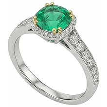 Round Brilliant Emerald ring in Two-Tone 14K Gold – side view