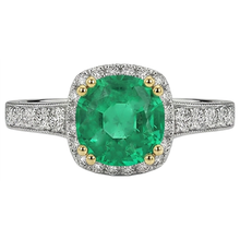 Gemstone Ring Two-Tone 14K Gold with Emerald – front view