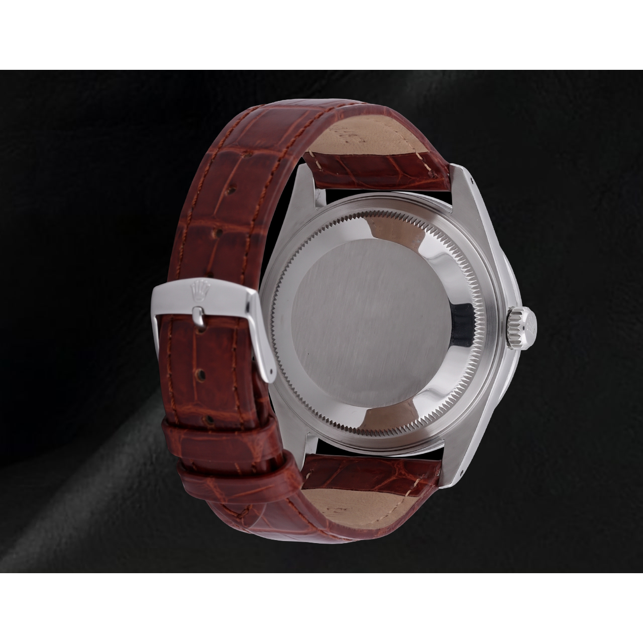 Dj Rolex Roman Dial Natural Earth Mined Diamond Bezel Watch Brown Leather Band Ss QUICK SET