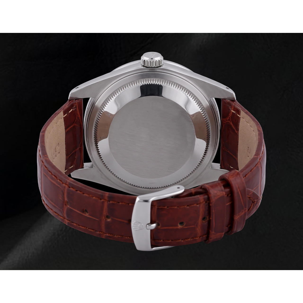 Dj Rolex Roman Dial Natural Earth Mined Diamond Bezel Watch Brown Leather Band Ss QUICK SET