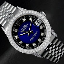 Dj Watch Custom Blue Natural Earth Mined Diamond Dial Bezel Rolex Jubilee Bracelet Ss QUICK SET
