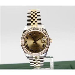 Dj 31Mm Watch Custom Natural Earth Mined Diamond Bezel Ss & Gold Bracelet Rolex Midsize