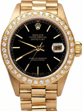 Dj Rolex Black Stick Dial Presidential Watch Gold Diamond Bezel