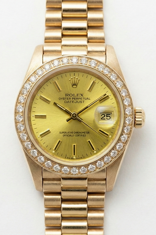 Dj Rolex Diamond Bezel Presidential Watch Champagne Stickdial Gold