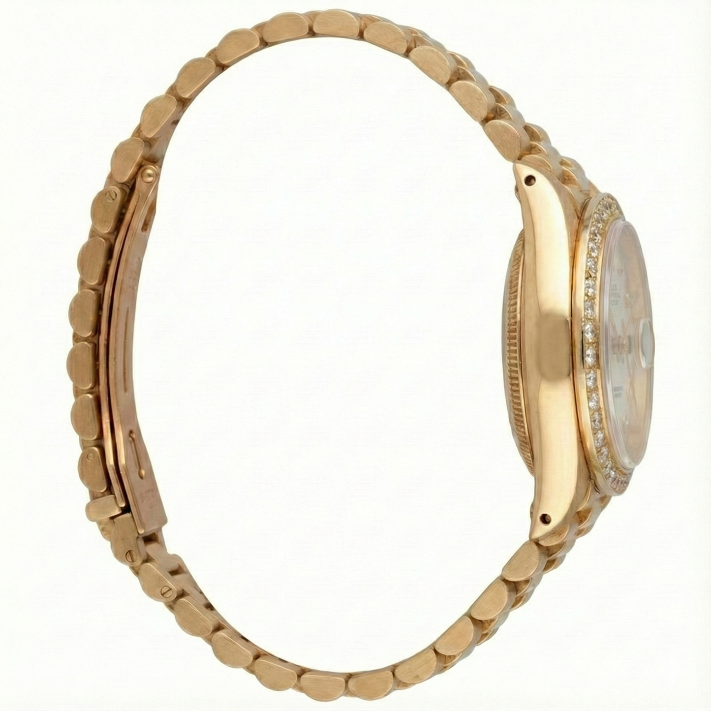 Dj Rolex Gold President Style Watch White Roman Dial Natural Earth Mined Diamond Bezel