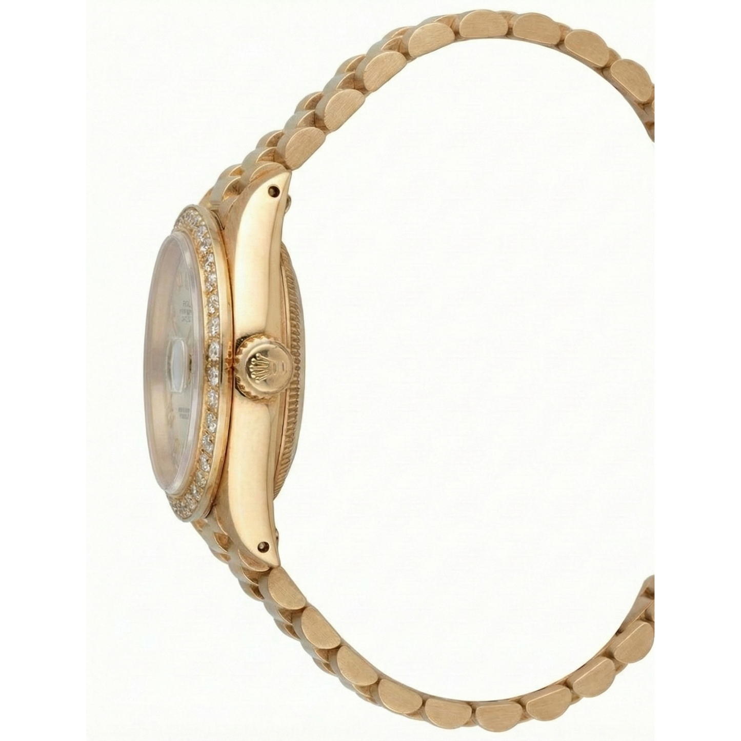 Dj Rolex Gold President Style Watch White Roman Dial Natural Earth Mined Diamond Bezel