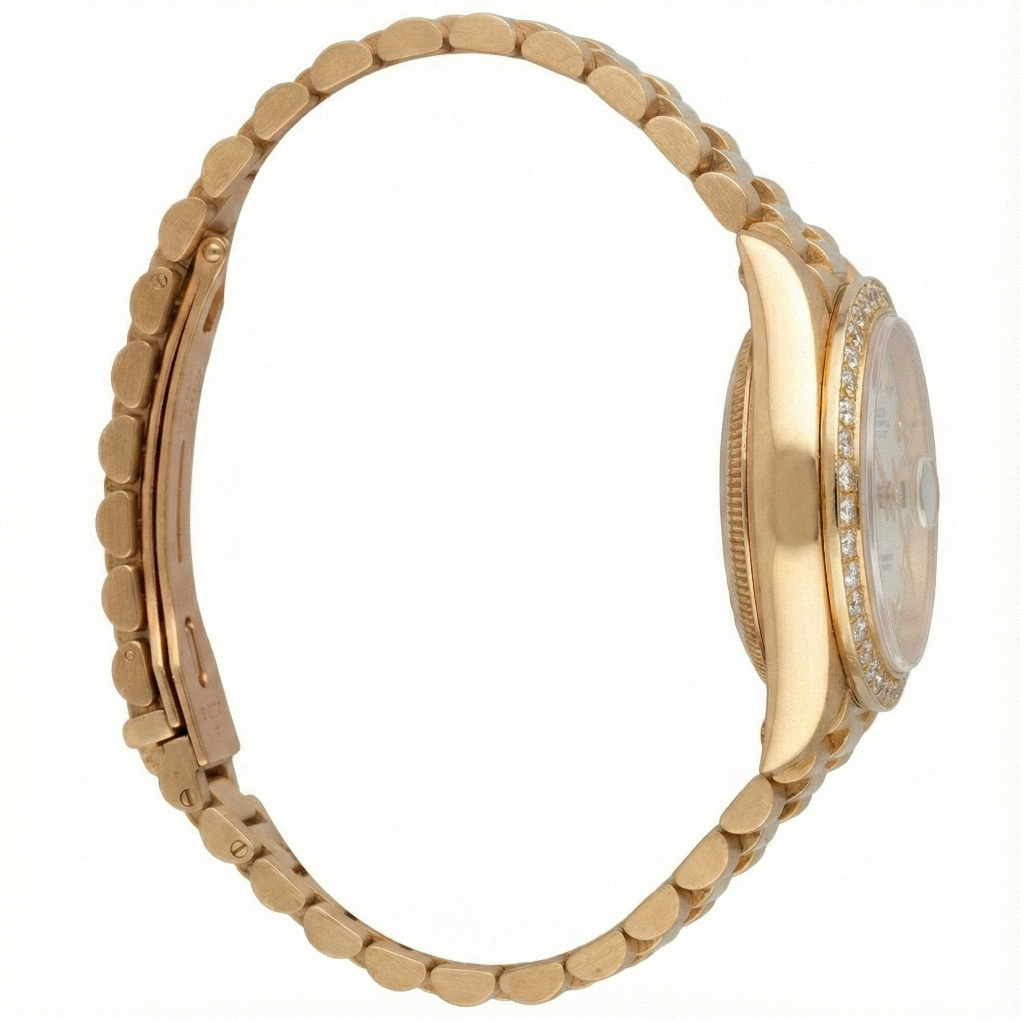 Dj Rolex Gold President Style Watch White Roman Dial Natural Earth Mined Diamond Bezel