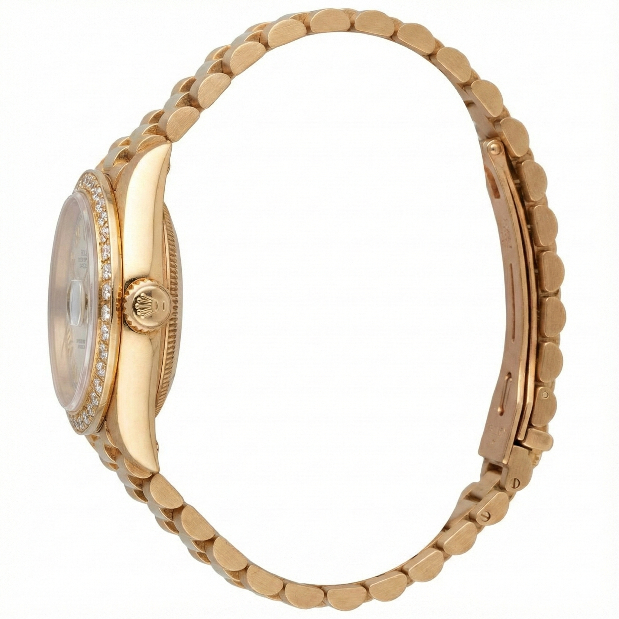 Dj Rolex Gold President Style Watch White Roman Dial Natural Earth Mined Diamond Bezel