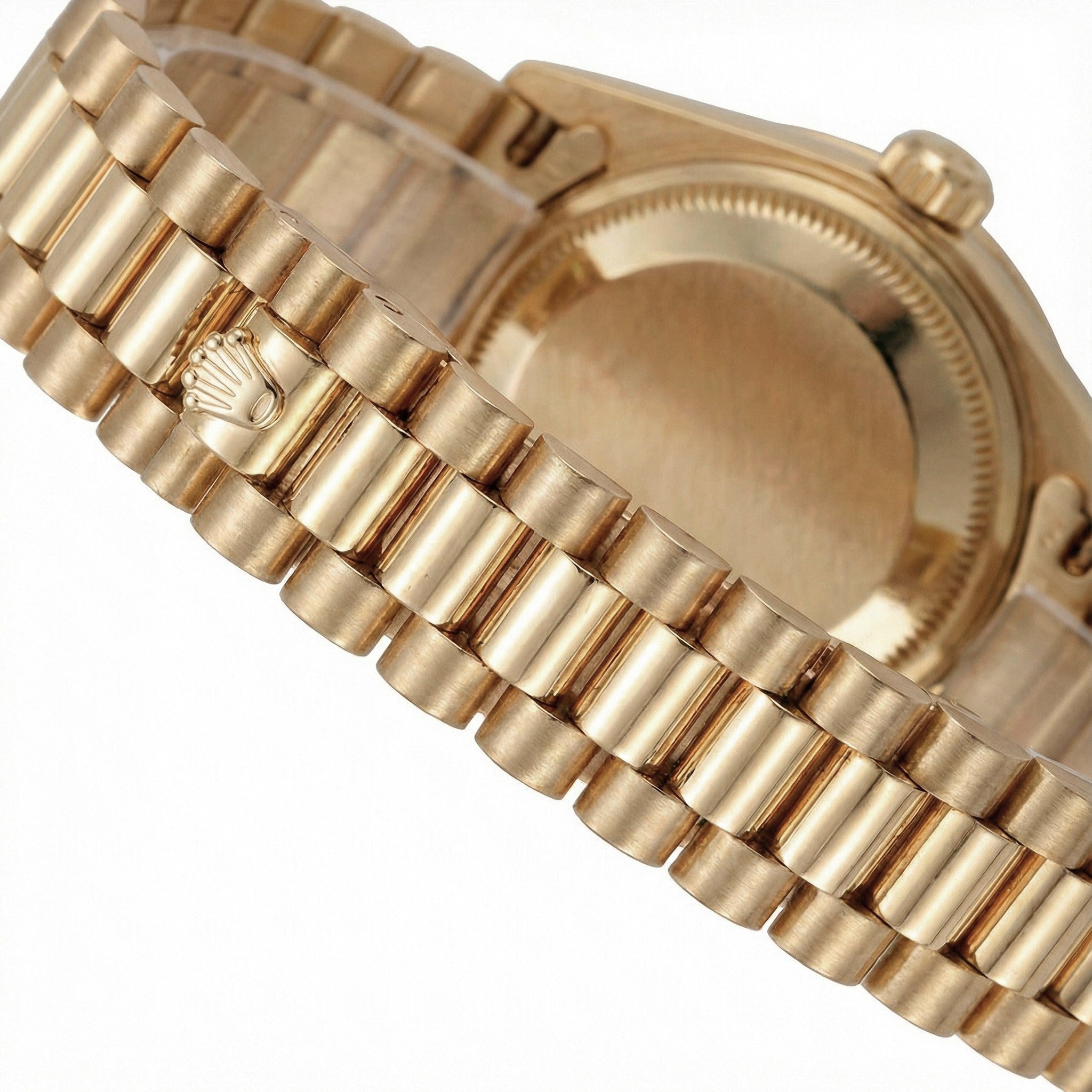 Dj Rolex Gold President Style Watch White Roman Dial Natural Earth Mined Diamond Bezel