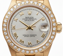 Dj Rolex Gold President Style Watch White Roman Dial Natural Earth Mined Diamond Bezel