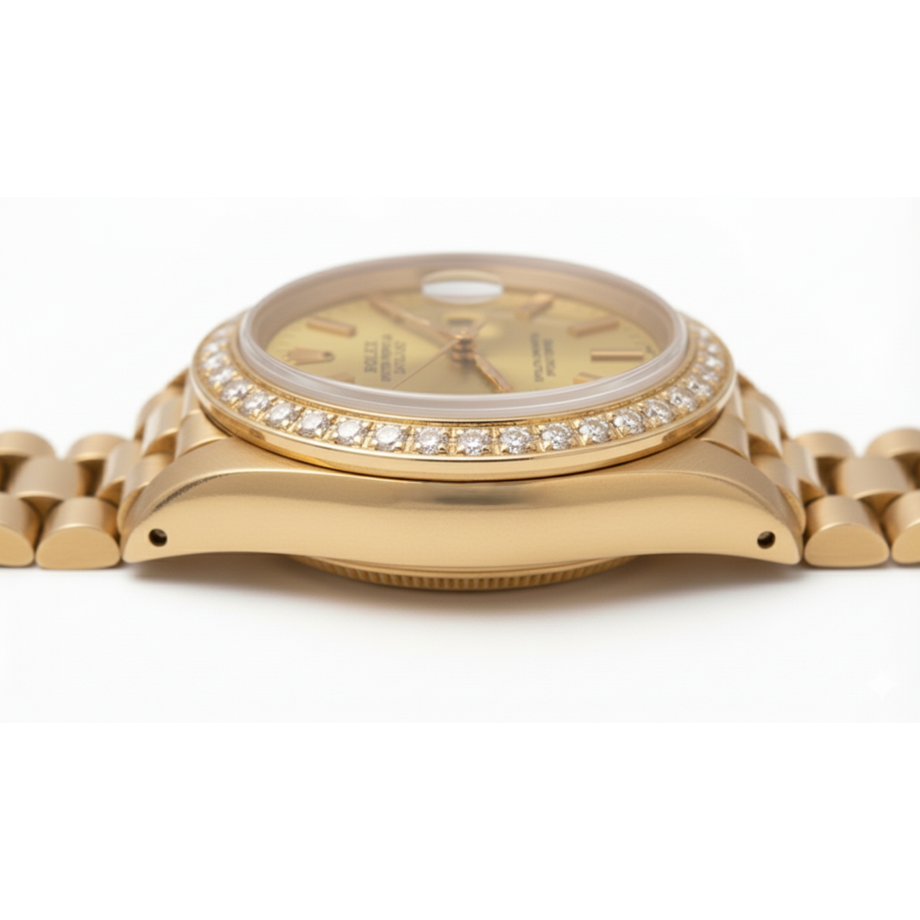 Dj Rolex Natural Earth Mined Diamond Bezel Presidential Watch Champagne Stickdial Gold