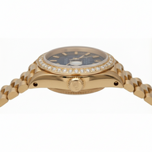 Dj Rolex Presidential Style Watch Blue Stick Dial Natural Earth Mined Diamond Bezel