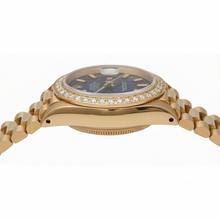 Dj Rolex Presidential Style Watch Blue Stick Dial Natural Earth Mined Diamond Bezel