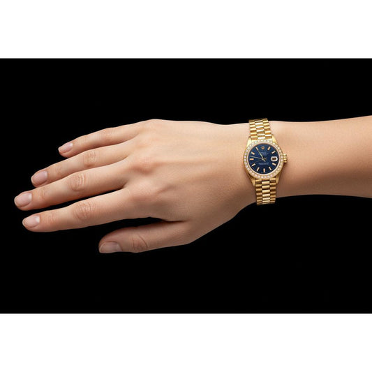 Dj Rolex Presidential Style Watch Blue Stick Dial Natural Earth Mined Diamond Bezel P2