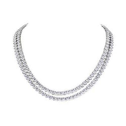 Double 38 Carats Round Cut Natural Diamonds Lady Necklace White Gold 14K