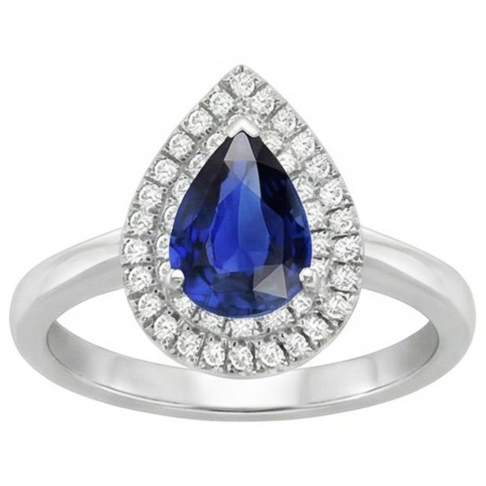 natural round sapphire 3.75ct ring top view