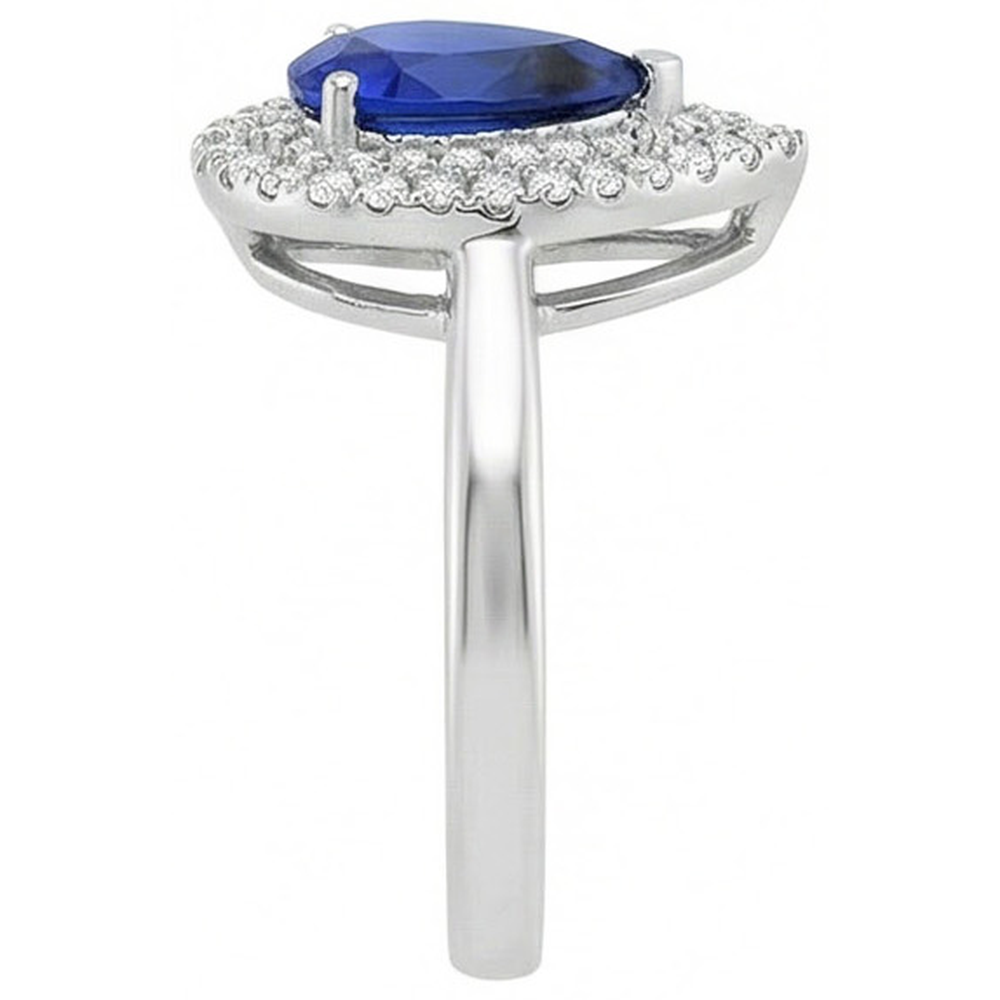 natural round sapphire 3.75ct ring on white background