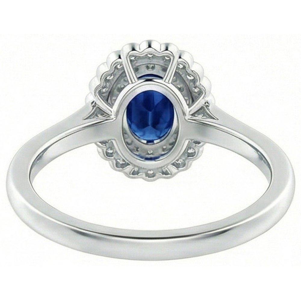Double Halo Blue Sapphire With Natural Earth Mined DIAMOND ( NOT LAB GROWN )s Ring 3.25 Carats