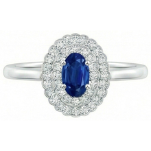Double Halo Blue Sapphire With Natural Earth Mined DIAMOND ( NOT LAB GROWN )s Ring 3.25 Carats