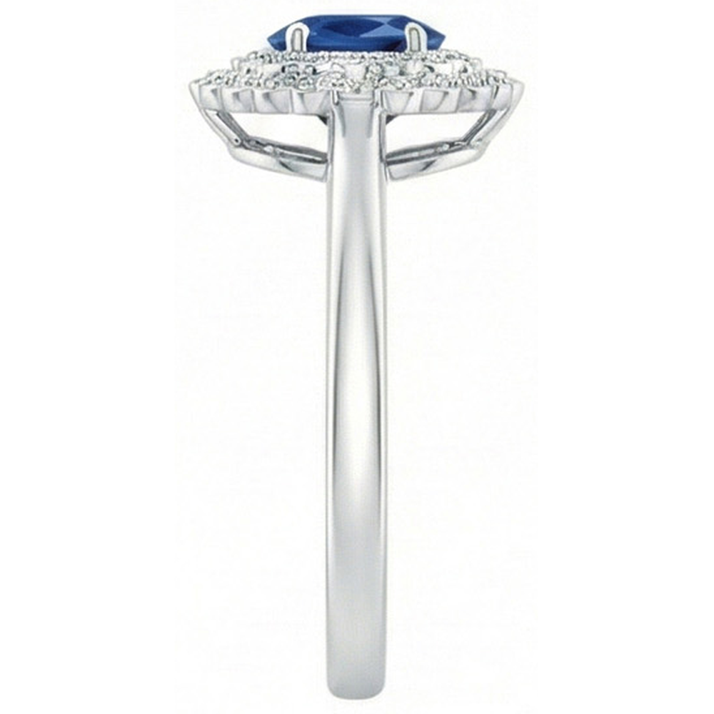 Double Halo Blue Sapphire With Natural Earth Mined DIAMOND ( NOT LAB GROWN )s Ring 3.25 Carats