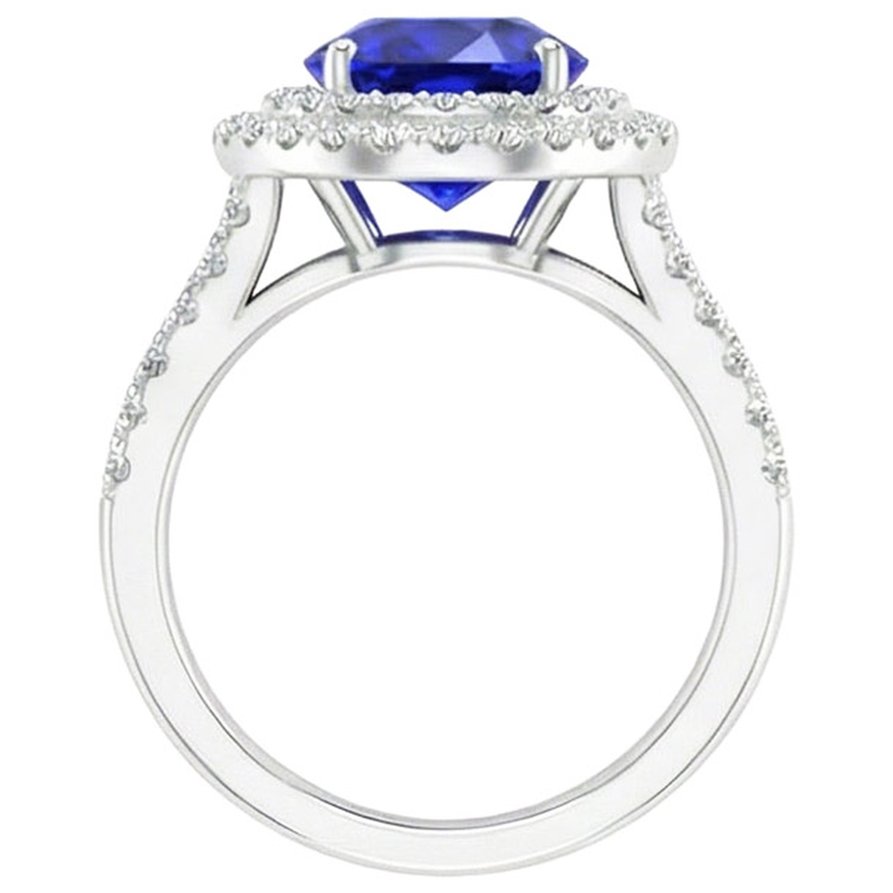 natural round sapphire 6.75ct ring profile view